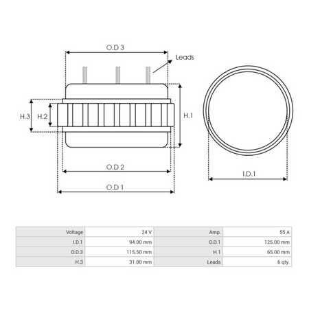 AS0130S Bosch Alternator Stator AS-PL 0123325500