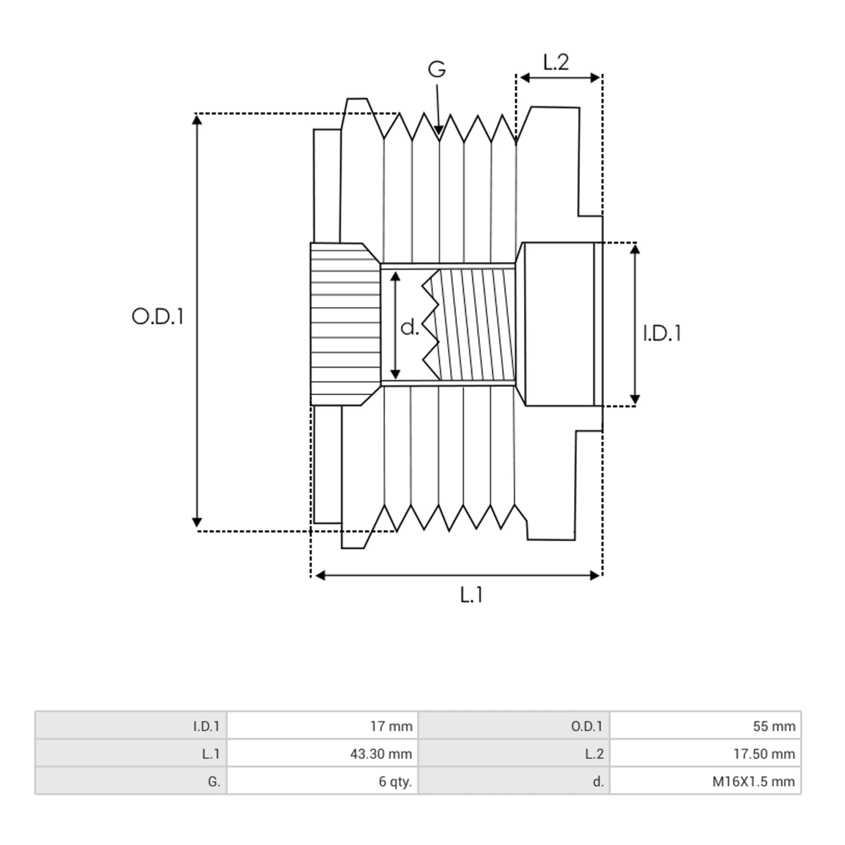 AFP3018(INA) Alternator freewheel pulley