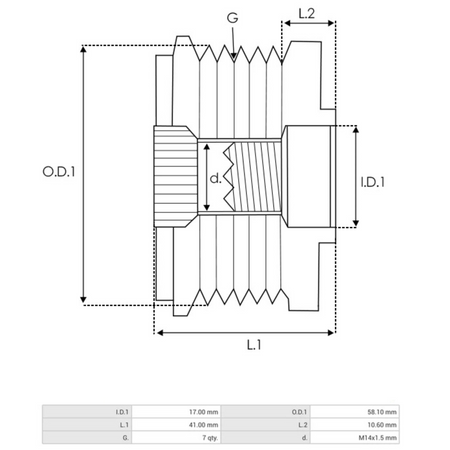 AFP6026(INA) Alternator Freewheel Pulley dimensions