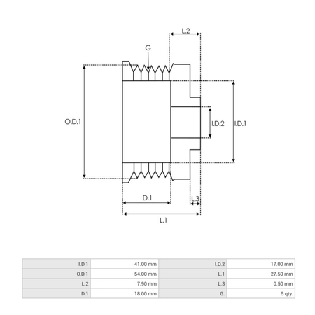 AP0021 Alternator Pulley BOSCH MERCEDES A0111548002, OPEL 09133600, 13147093, 13222930, 13222931, 24437119, 24437120, 90589721, RENAULT 8200438148