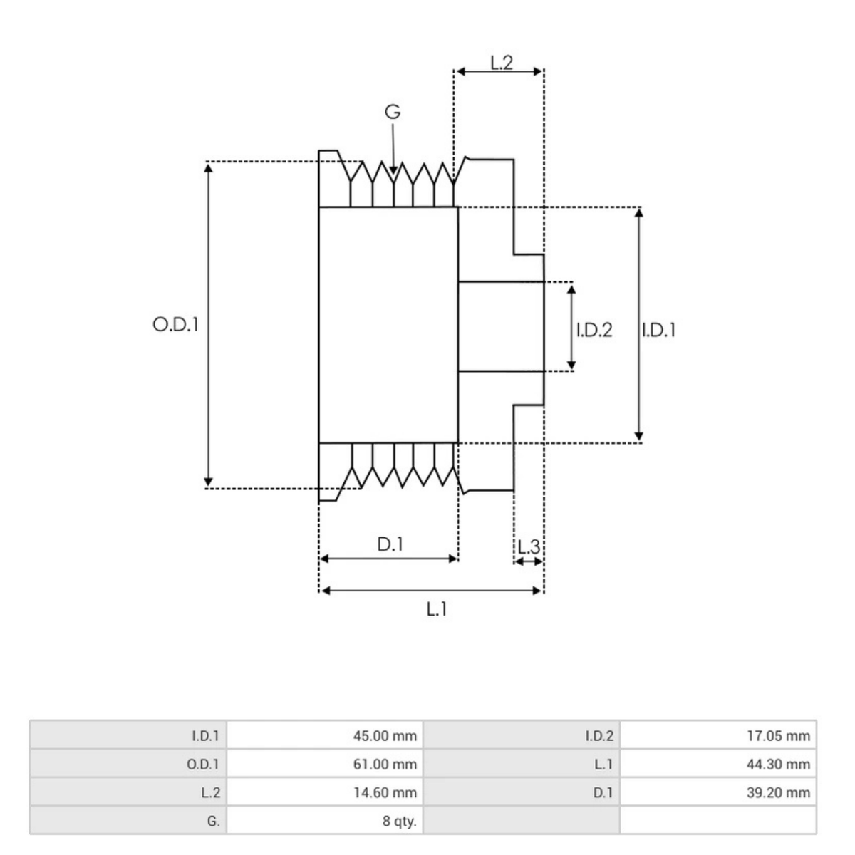 AP0050 Alternator Pulley BOSCH F00M991253, F00M991338, 0124555009, 0124555028, 0124555038, 0124555084, 0124655008, 0124655024, 0124655333