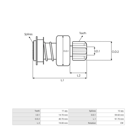 SD9038 Starter pinion drive