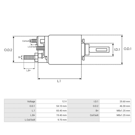 SS3030(VALEO) Starter Solenoid dimensions