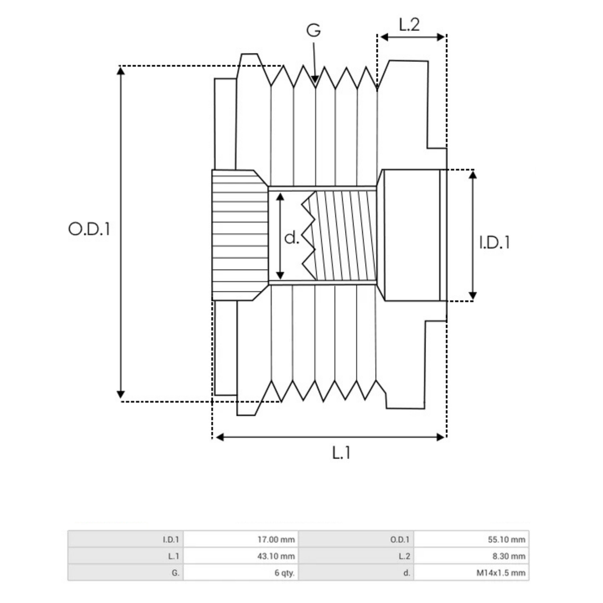 AFP6022(LITENS) Alternator Freewheel Pulley Denso Toyota litens