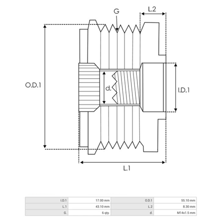 AFP6022(LITENS) Alternator Freewheel Pulley Denso Toyota litens