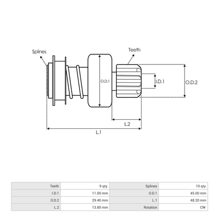 SD0185P Starter pinion drive