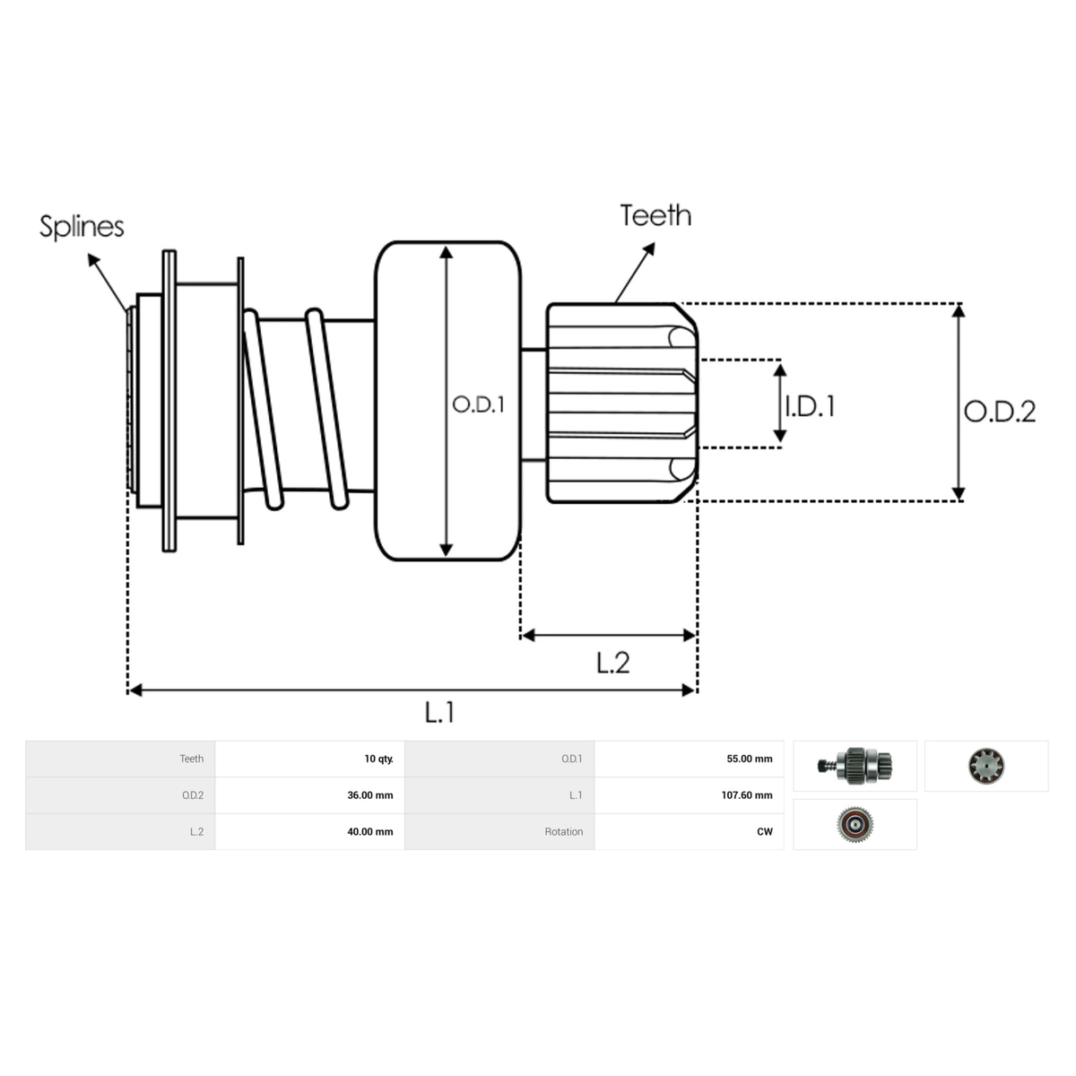 SD9020 Starter pinion drive mtz belarus