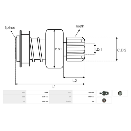 SD9020 Starter pinion drive mtz belarus