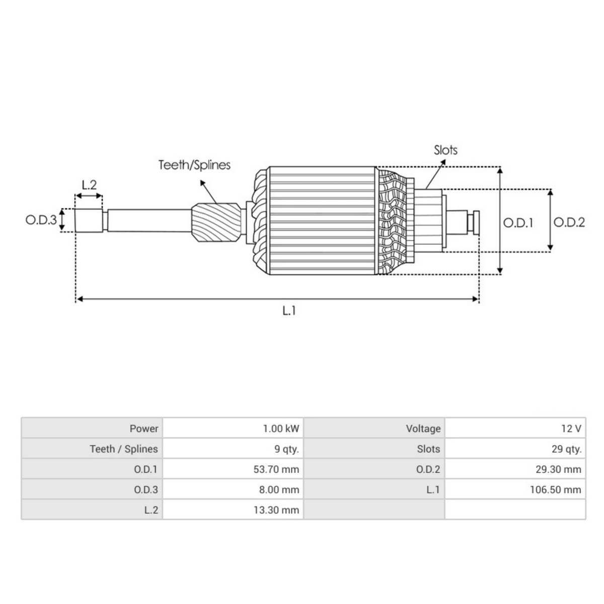 SA5013 Starter Armature Valeo Subaru 23300AA380 Nissan 233001M210 233001M215 23300GS20B Renault 8200227092 Mazda FFSN-18-400 Hyundai Kia 3610037210 Chrysler 04606875AE 12v starter 1.0kw